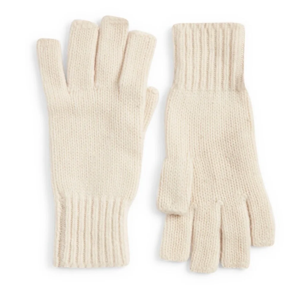 KHAITE Kai Cashmere Fingerless Gloves Cream